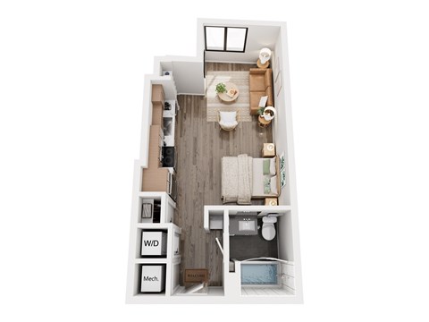 Floor plan for studio, 1 bath, 488 sqft